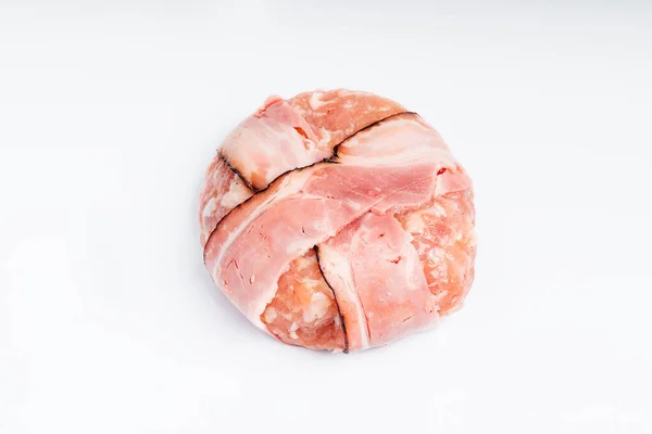 Hambúrguer Frango Cru Fundo Branco Carne Instantânea Hambúrgueres Grelhados Hambúrguer — Fotografia de Stock