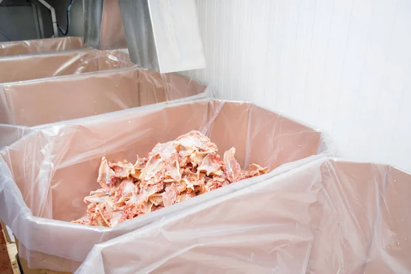 Γραμμή Παραγωγής Κρέατος Γραμμή Παραγωγής Κρέατος Γραμμή Παραγωγής Κρέατος Συσκευασία — Φωτογραφία Αρχείου