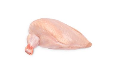 Bir parça Chiken Supreme. Tecrit. Taze tavuk eti. Beyaz arka planda kanatlı taze tavuk filetosu. Beyaz arka planda çiğ tavuk eti. Sağlıklı yiyecek..