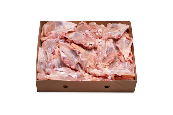Csirke Tetem Izolált Fehér Háttér Friss Csirke Csontváz Dobozban — Stock Fotó