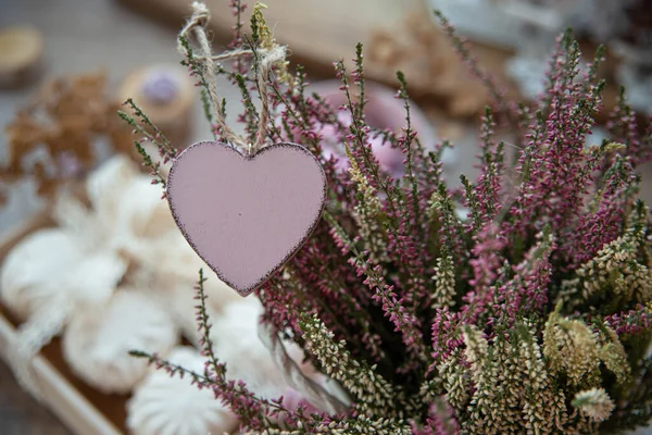 Estilo Comida Para San Valentín Con Corazón Madera Zephyr Merengue — Foto de Stock