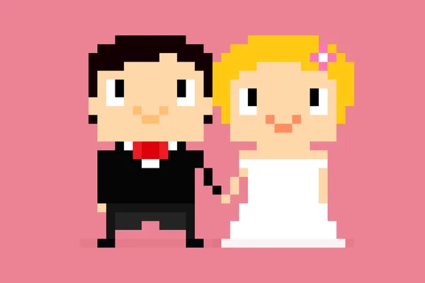 Pixel Casal de casamento — Vetor de Stock