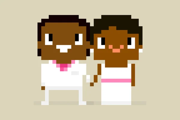 Pixel wedding couple — Stock Vector