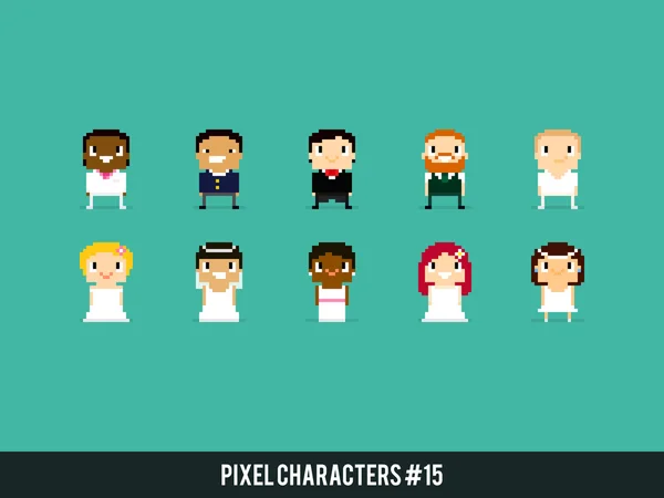 Pixel art characters — Stock Vector