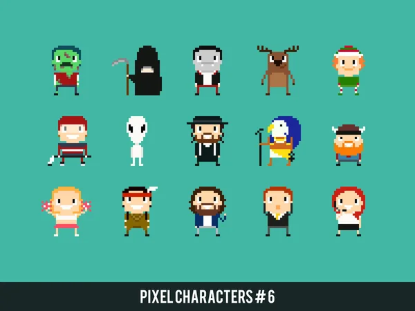Χαρακτήρες Pixel art — Διανυσματικό Αρχείο