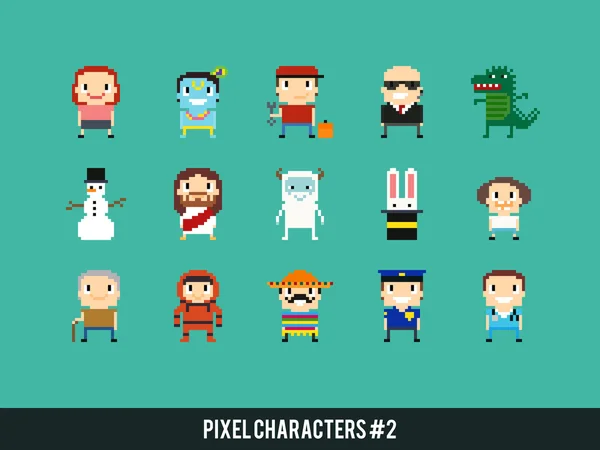 Personagens de arte pixel — Vetor de Stock