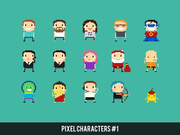 Pixel art Characters — Stock Vector