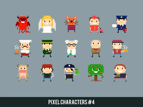 Pixel art Characters — Stock Vector