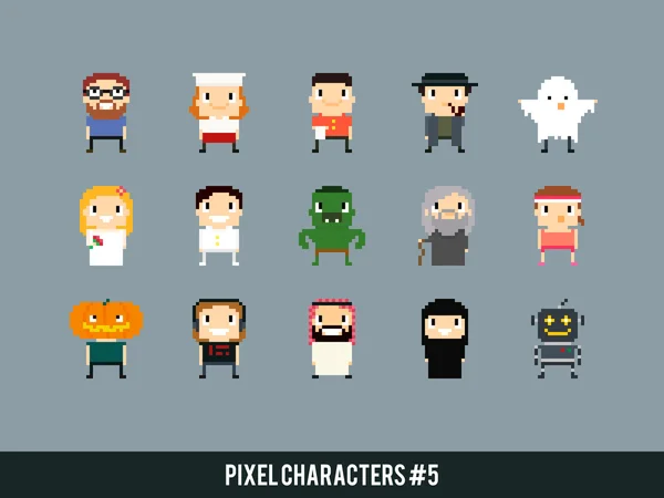 Personagens de arte pixel — Vetor de Stock