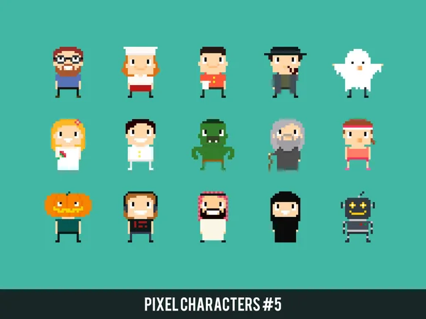 Personagens de arte pixel —  Vetores de Stock