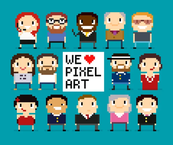 Pixel art personages — Stockvector