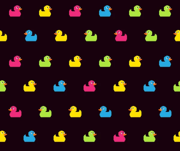 Padrão com patos de banho de pixel —  Vetores de Stock