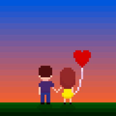 Pixel romantic  Couple icon clipart
