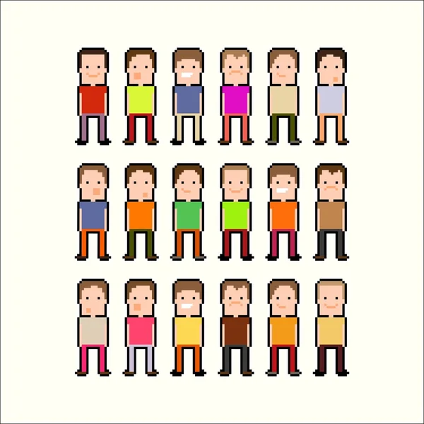 Pixel People Iconos — Archivo Imágenes Vectoriales