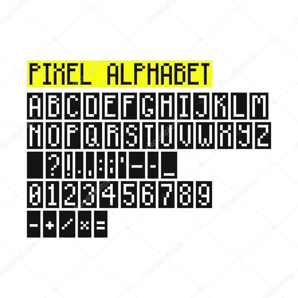 Pixel ABC, font, letters