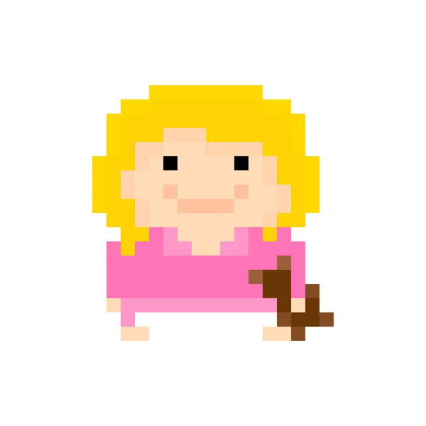 Pixel icône fille — Image vectorielle