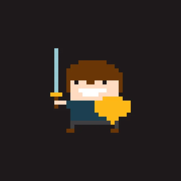 Pixel Warrior with sword — Stock Vector