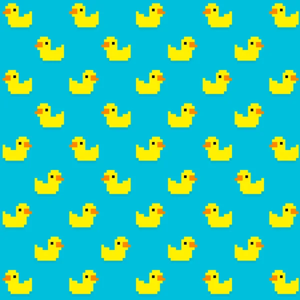 Pixel Duck seamless pattern — Stock Vector