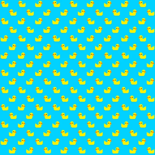 Pixel Duck seamless pattern — Stock Vector