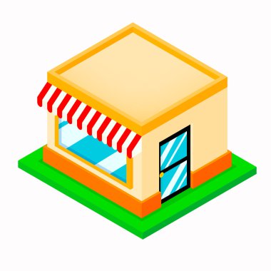 Dükkanı simgesi, izometrik bina