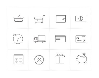 ince çizgi simgeler alışveriş