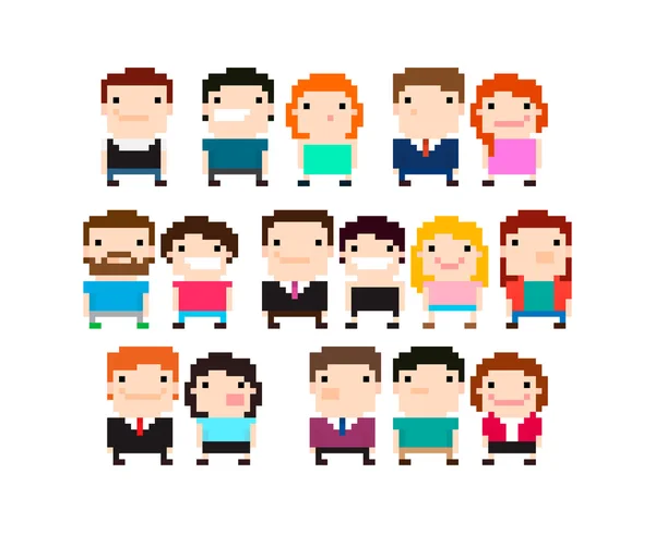 Different pixel art characters — Stock Vector