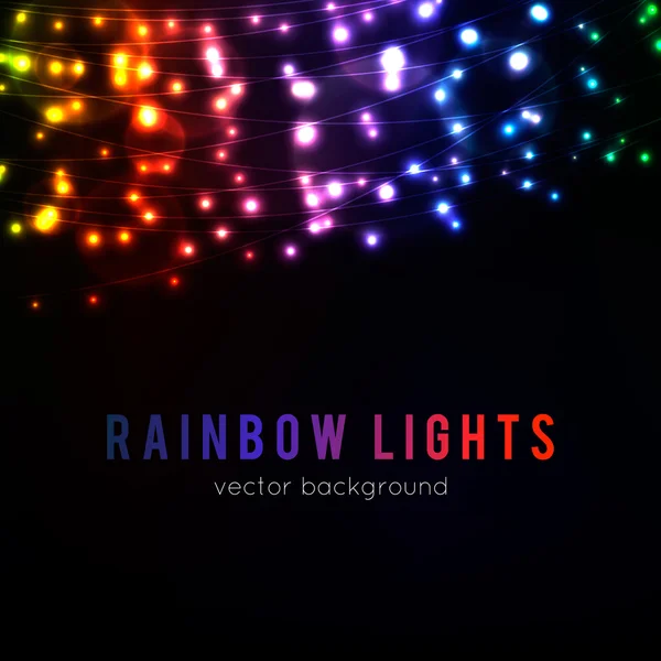 Fondo con luces de arco iris brillantes — Vector de stock