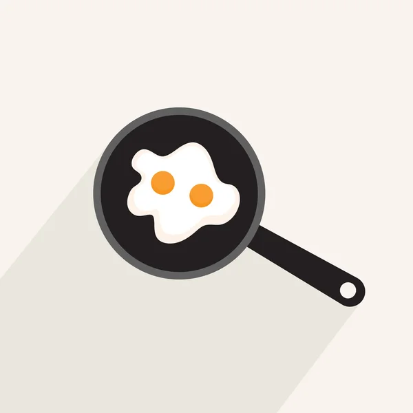 Fried eggs in frying pan — Stock Vector