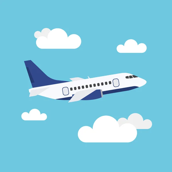 Icono plano del avión volador — Vector de stock