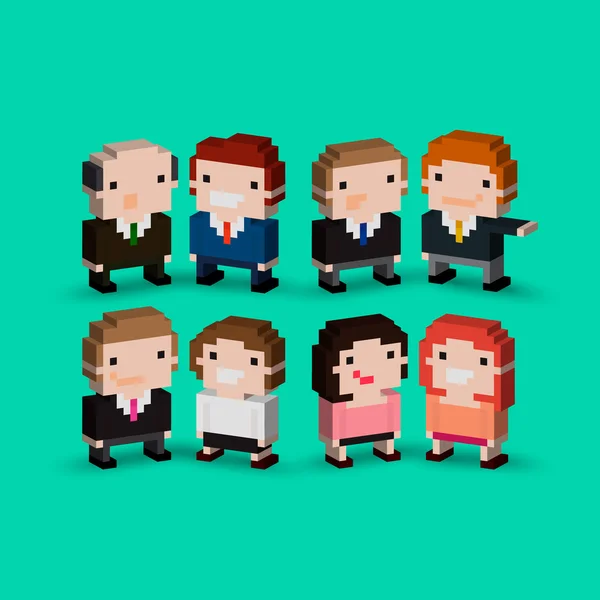 Pixel art office characters — Stock Vector