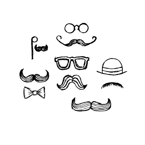 Hand Drawn Moustaches — Stock Vector