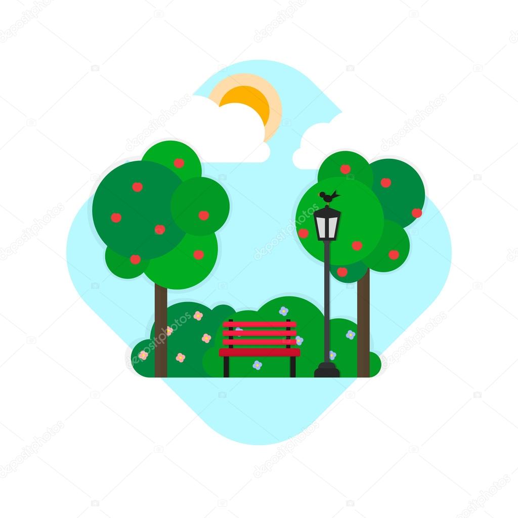 Flat park image with trees