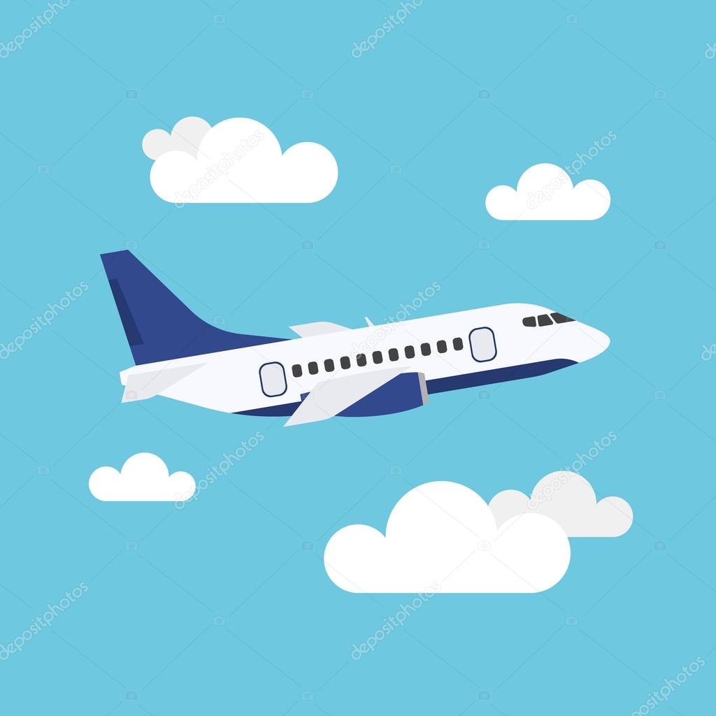 Flat icon of flying airplane