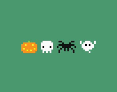 Minimalist piksel sanat halloween simgeler