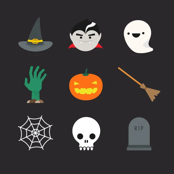 Iconos planos de Halloween . — Archivo Imágenes Vectoriales