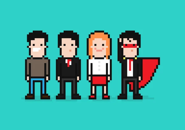 Definir pixel personagens de desenhos animados arte — Vetor de Stock