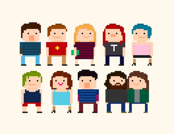 Establecer personajes de dibujos animados pixel art — Archivo Imágenes Vectoriales