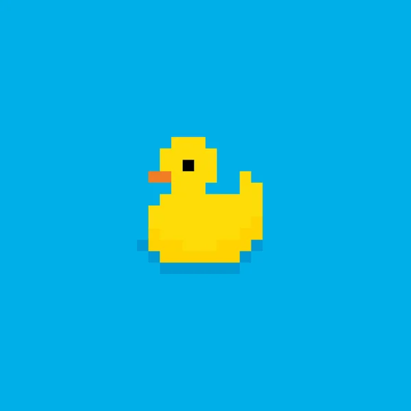 Pixel art yellow bath duck — Stock Vector
