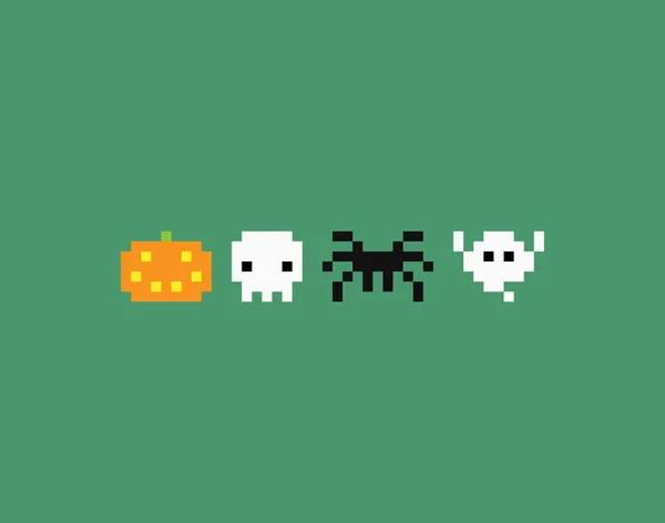 Minimalistický pixel umění halloween ikony — Stockový vektor