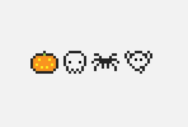Minimalistic pixel art halloween icons — Stock Vector
