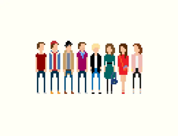 Pixel People characters — Stock Vector