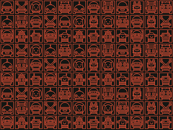 Роботы очерчивают иконки
