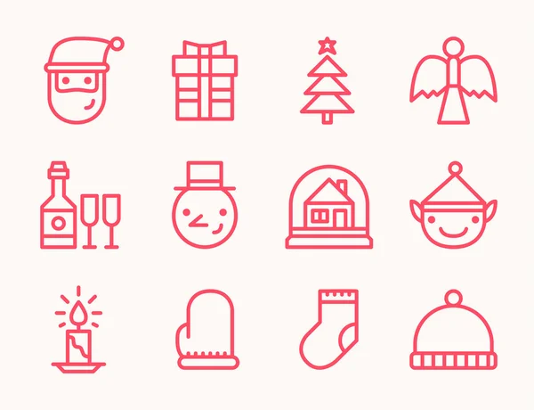Esbozar iconos para el conjunto de Navidad — Archivo Imágenes Vectoriales