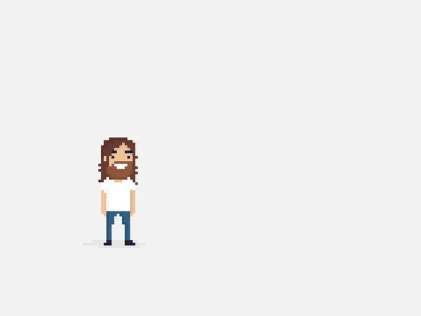 Pixel art barbu gars — Image vectorielle