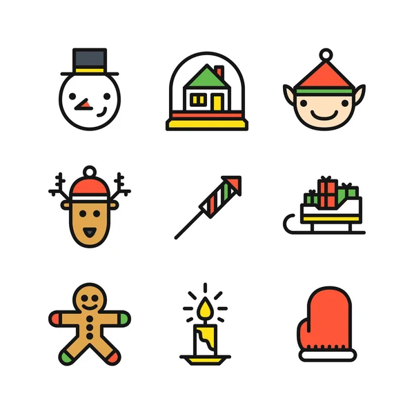 Esbozar iconos para el conjunto de Navidad — Archivo Imágenes Vectoriales