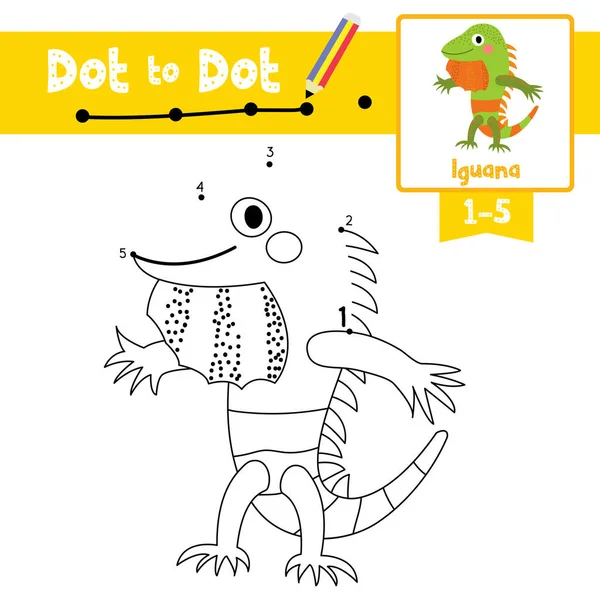 Dot Dot Oktatási Játék Színező Könyv Iguana Álló Két Lábon — Stock Vector