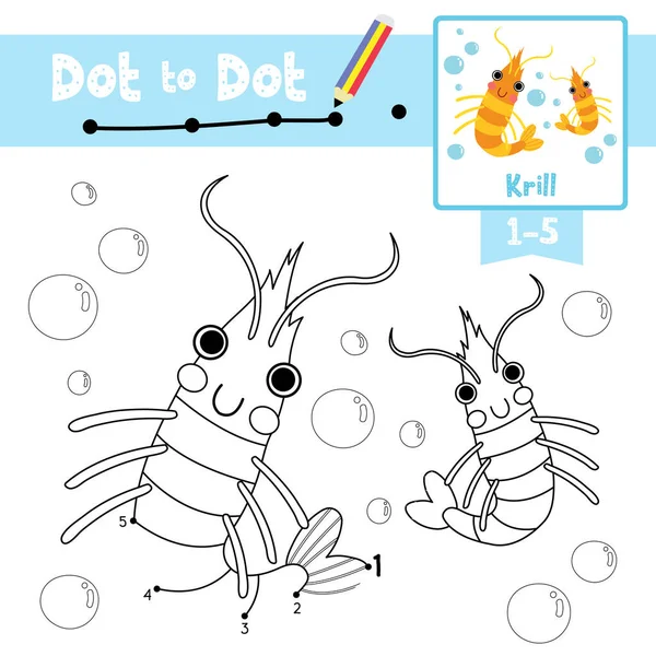 Dot Dot Juego Educativo Libro Para Colorear Animales Krill Personaje — Archivo Imágenes Vectoriales