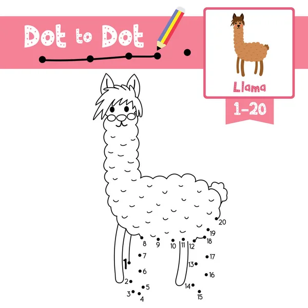 Dot Dot Jeu Éducatif Coloriage Livre Brown Lama Animaux Personnage — Image vectorielle