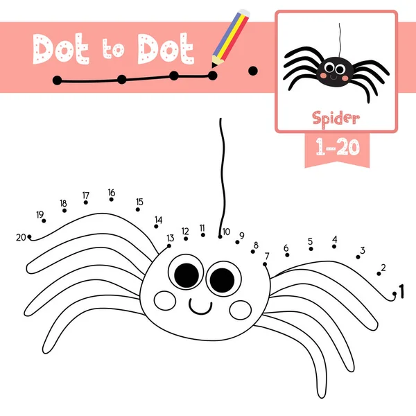 Dot Dot Juego Educativo Libro Para Colorear Animales Araña Negra — Archivo Imágenes Vectoriales