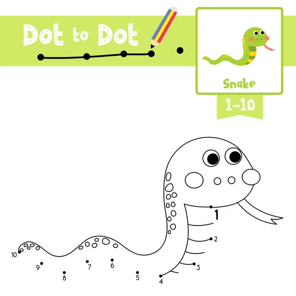 Dot Dot Jeu Éducatif Coloriage Livre Green Snake Animaux Personnage — Image vectorielle